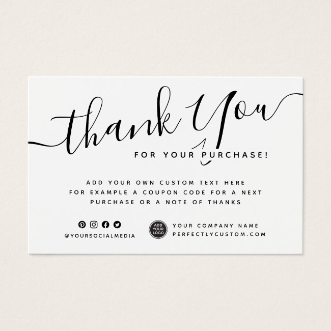 Custom logo white or any color thank you insert