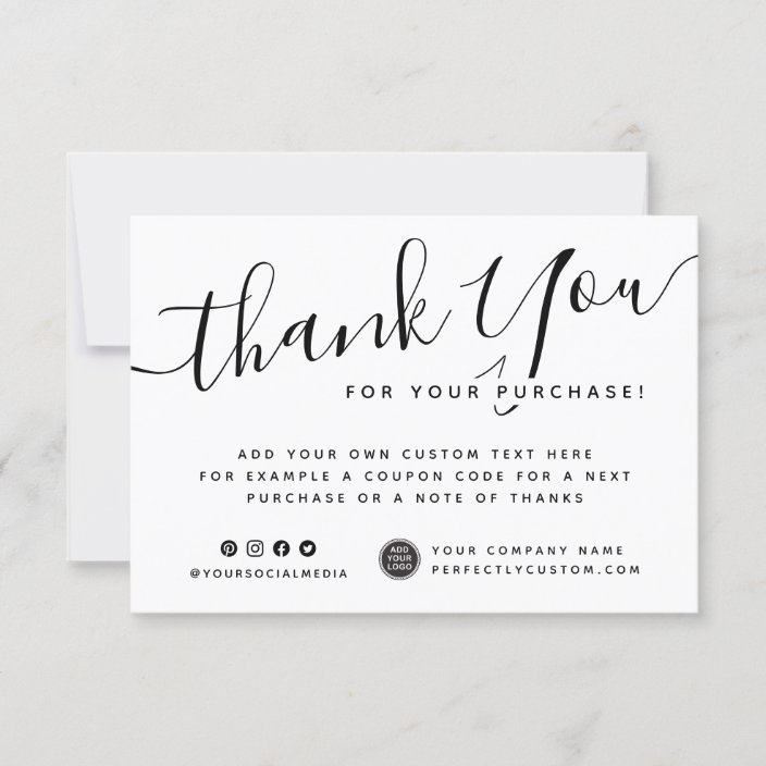 Custom logo white or any color thank you note | Zazzle.com