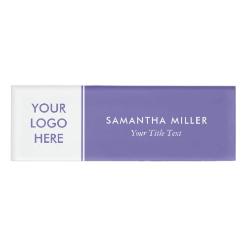 Custom Logo White  Purple Monogram Name Tag