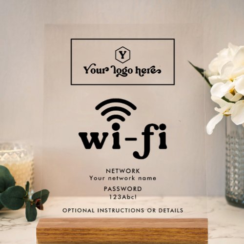 Custom Logo Wi_Fi Network  Password Login Details Acrylic Sign