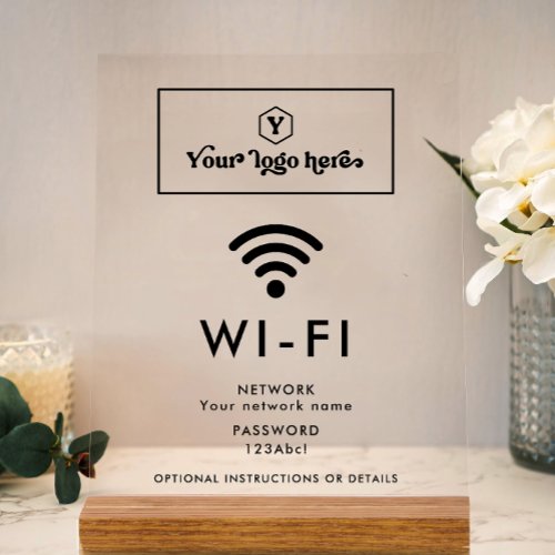 Custom Logo Wi_Fi Network  Password Login Details Acrylic Sign