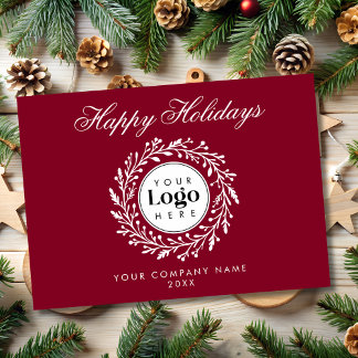 Custom Logo Wine Christmas Business Thank You Card