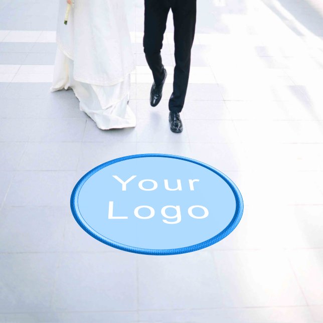 Custom Logo with Big Gold Light Blue Circle Floor Decals (Wedding)