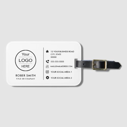 Custom logo with social media icons luggage tag