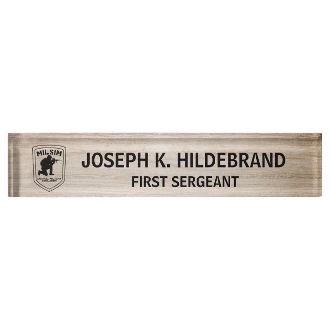 Custom Logo Wooden Military  Desk Name Plate (Front)