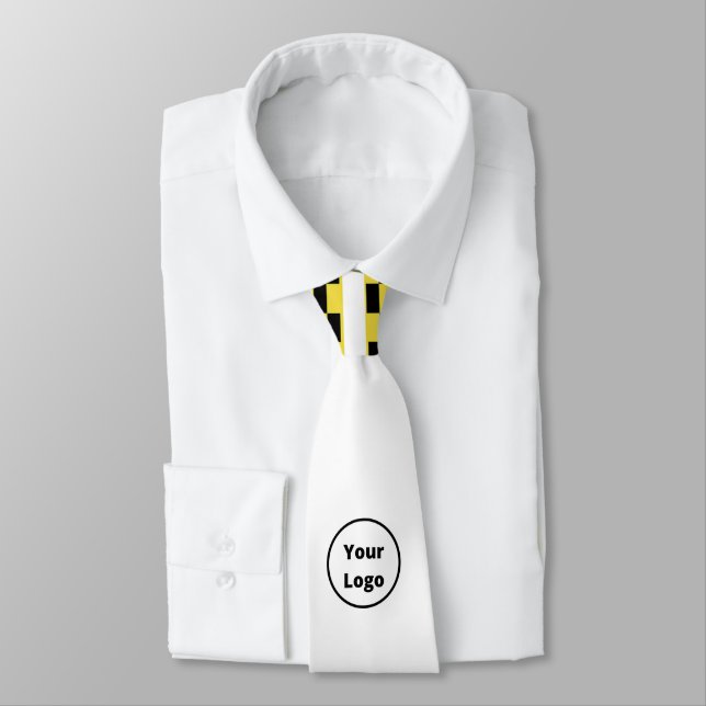 Custom logo yellow and black blocks neck tie (Tied)