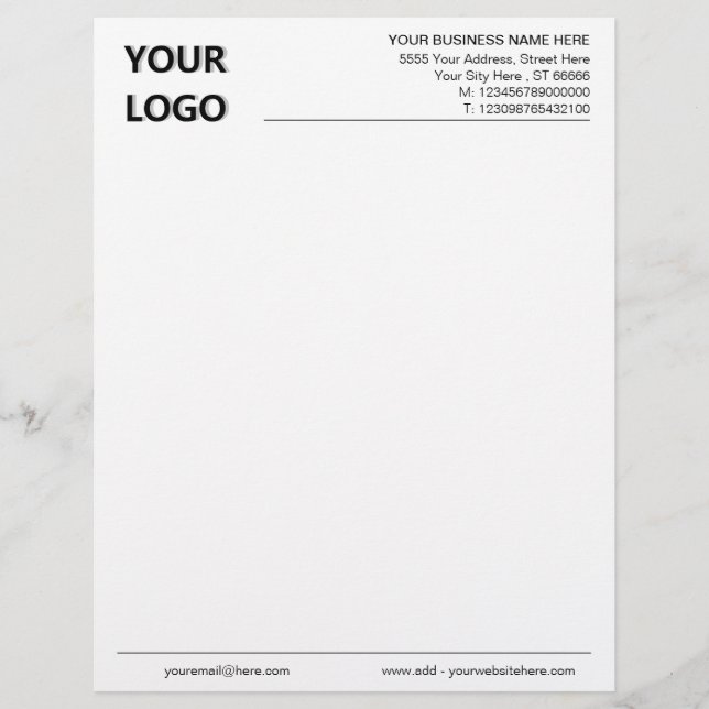 Custom Logo Your Business Letterhead Example (Front)