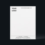 Custom Logo Your Business Name Personalized Office Letterhead<br><div class="desc">Custom Simple Personalized Business Office Letterhead with Logo - Add Your Logo - Image / Business Name - Company / Address / Contact Information - Resize and move or remove and add elements - image / text with customization tool. Choose / add your favorite text font and colors. Enjoy -...</div>