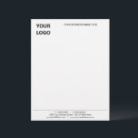 Custom Logo Your Business Name Personalized Office Letterhead<br><div class="desc">Custom Simple Personalized Business Office Letterhead with Logo - Add Your Logo - Image / Business Name - Company / Address / Contact Information - Resize and move or remove and add elements - image / text with customization tool. Choose / add your favorite text font and colors. Enjoy -...</div>