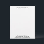 Custom Logo Your Business Personalized Letterhead<br><div class="desc">Simple Personalized Business Office Letterhead with Logo - Add Your Logo - Image ( Back Side ) / Business Name - Company / Address / Contact Information - Resize and move or remove and add elements - image / text with Customization tool. Choose / add your favorite text font /...</div>