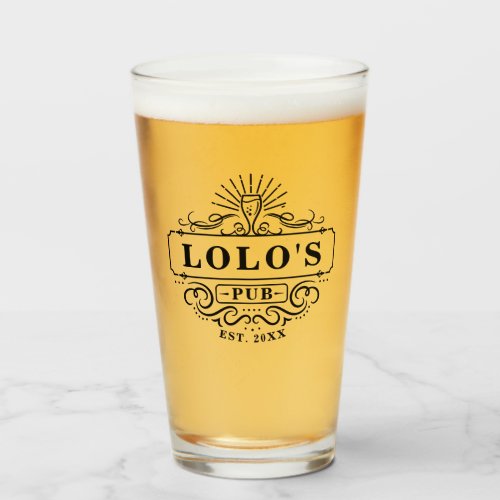 Custom Lolos Pub Year Established Glass