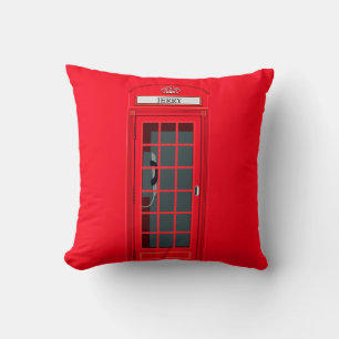 Custom London Red Phone Booth Throw Pillow
