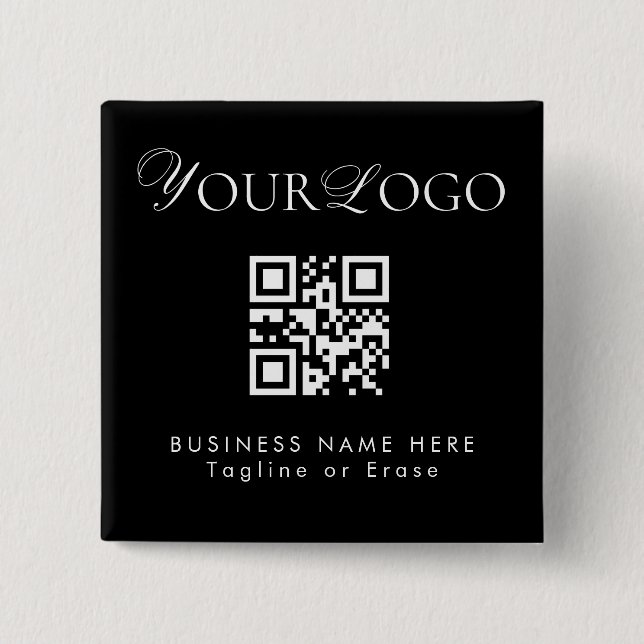 Custom Long Thin Business Company Logo QR Code Button (Front)