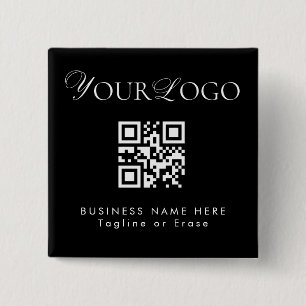 Custom Long Thin Business Company Logo QR Code Button
