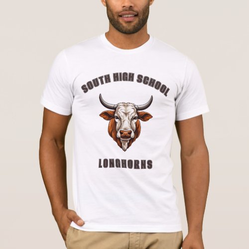 CUSTOM Longhorn Bulls Mascot  School College Team T_Shirt