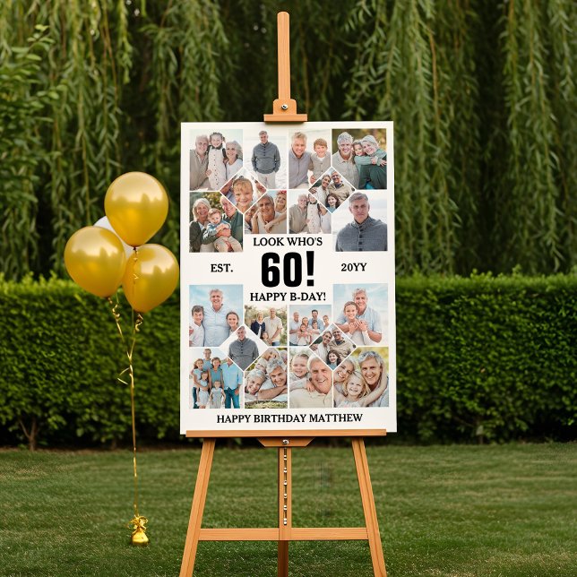 Custom Look Who's 60 Happy Birthday Photo Collage Foam Board (Custom Look Who's 60 Happy Birthday Photo Collage Foam Board)