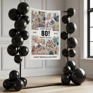 Custom Look Who's 80 Happy Birthday Photo Collage Banner