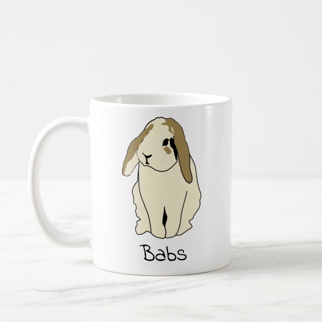 Custom Lop Rabbit Name Mug - Personalized Rabbit (Left)