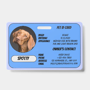  Custom Lost Pet Found Photo ID Card Badge