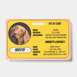 Custom Lost Pet Found Photo ID Card Badge