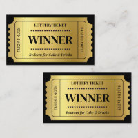 Custom Lottery Ticket for Casino Party, Black Gold