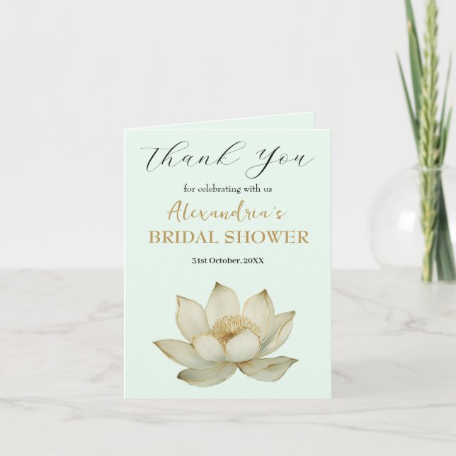 Custom Lotus flower Bridal Shower Thank you (Front)