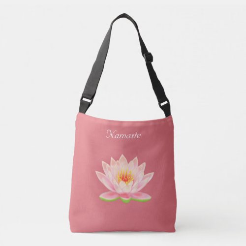 Custom Lotus Flower on Pink Namaste Crossbody Bag