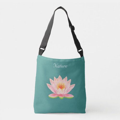 Custom Lotus Flower on Teal Namaste Crossbody Bag