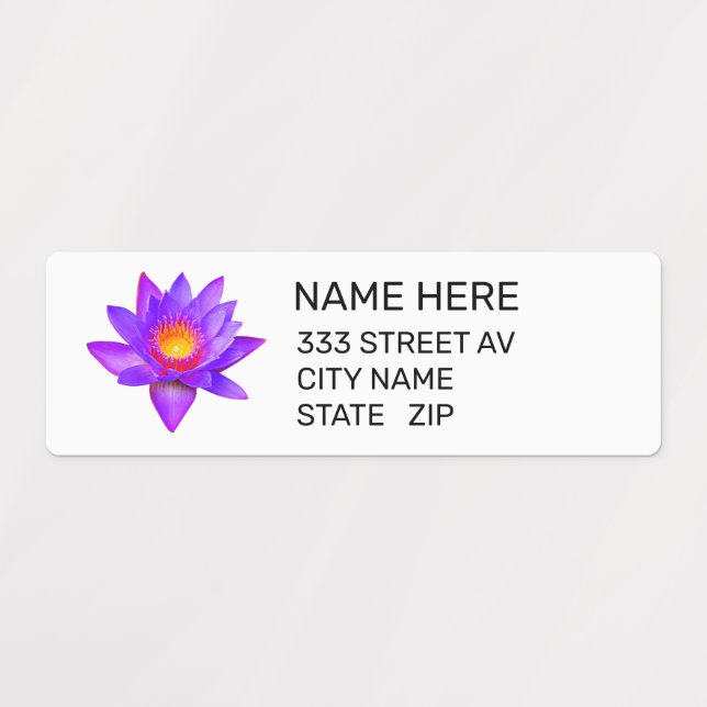 Custom Lotus Flower on White Address Labels (Design 1)