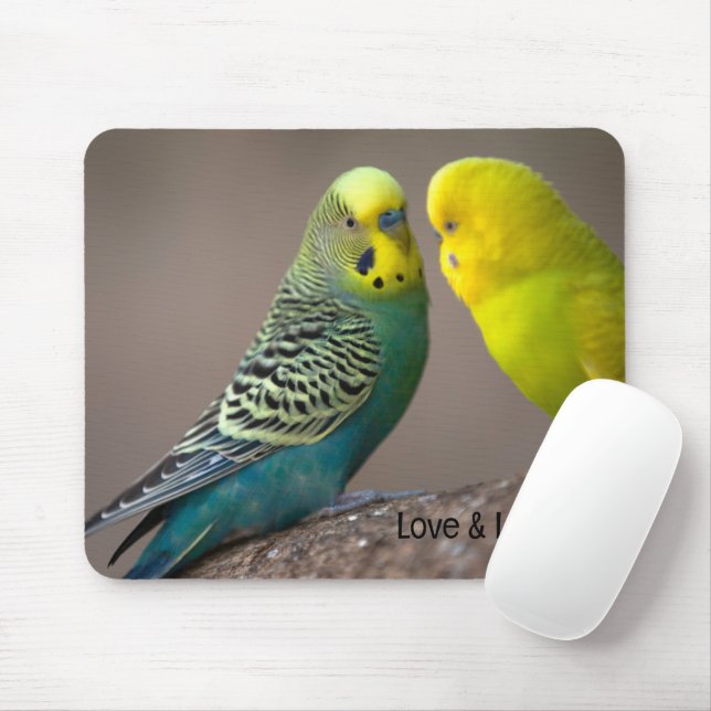 Custom Love and Love Text Parrots image Mousepad (With Mouse)