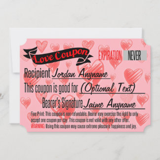 CUSTOM Love Coupon for BLANK Invitation