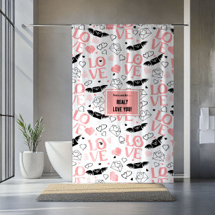 Custom Love Gift Shower Curtain Hand Drawn Hearts