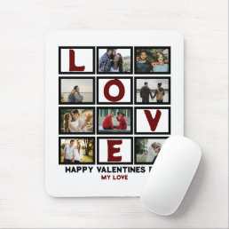 Custom Love Happy Valentines Day 8 Photo Collage Mouse Pad