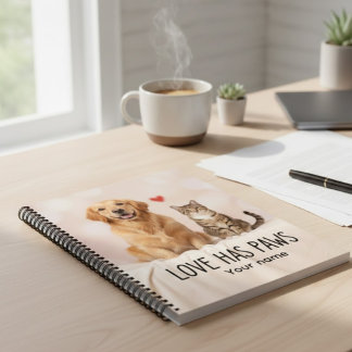 Custom Love Has Paws Canvas Notebook