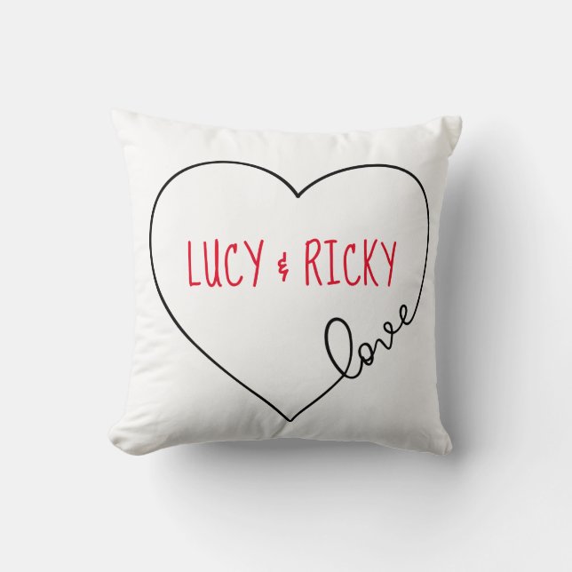 Custom Love Heart Throw Pillow (Front)