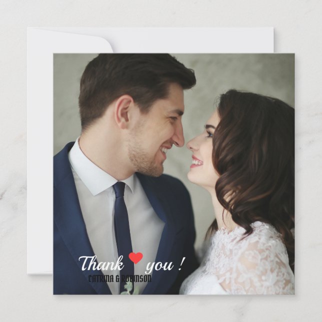 Custom love Heart Wedding Photo Invitation (Front)