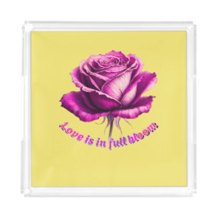 Custom Love In Full Bloom Rose Valentine Gift Acrylic Tray