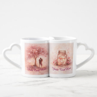 Custom Love Jar and Tree Couple Mug Set