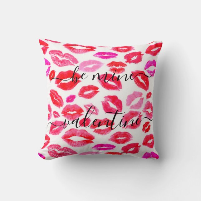 Custom LOVE KISSES XOXO Be Mine Valentine Gift Throw Pillow (Front)