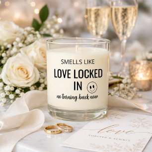 Custom “Love Locked In” Wedding Candle Gift