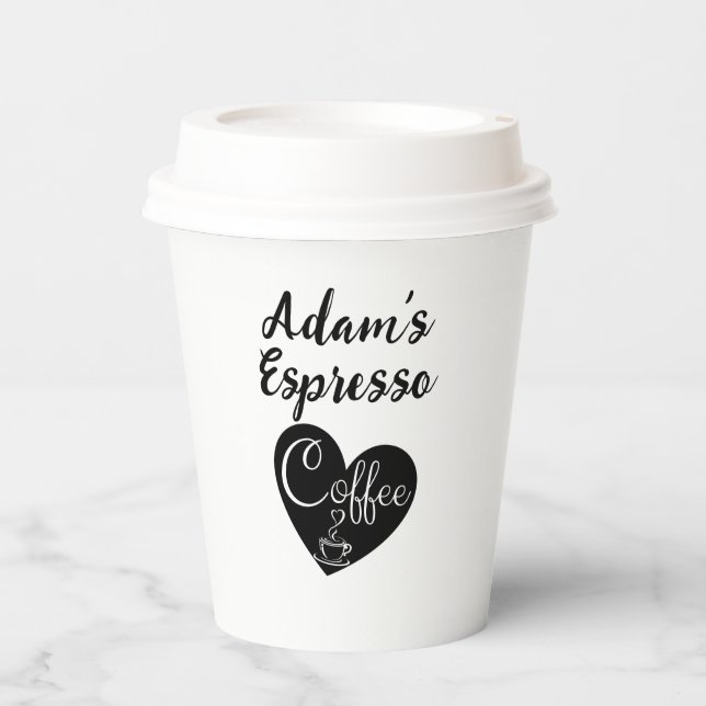 Custom Love Name, Small Coffee Espresso Paper Cups (Front)