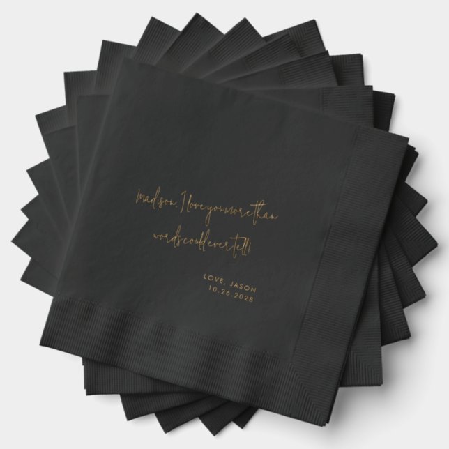 Custom Love Note Handwritten Style Wedding Vows  Foil Napkins (Insitu (Stacked))