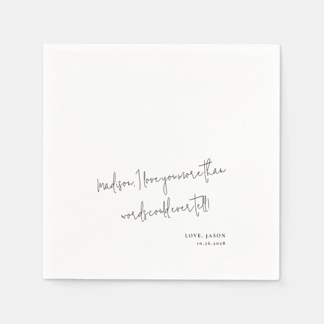 Custom Love Note Handwritten Style Wedding Vows Napkins (Front)