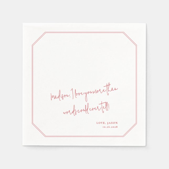 Custom Love Note Handwritten Style Wedding Vows Napkins (Front)