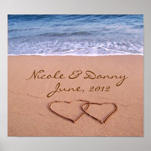 Custom Love on the Beach Poster with date