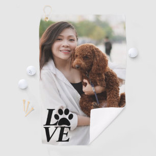 Custom LOVE Paw Print Golf Towel – For Dog Lovers
