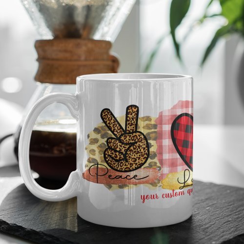 Custom Love Peace Dachshund Valentines Day Dog Coffee Mug