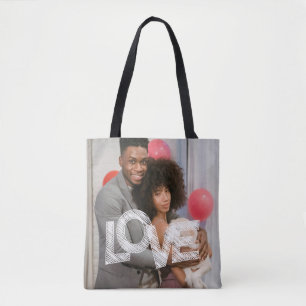 Custom LOVE Personalized Two Photo Tote Bag
