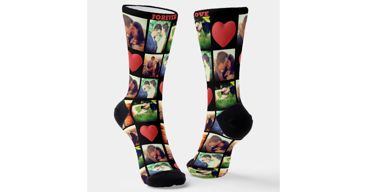 Custom love photo collage custom text socks | Zazzle
