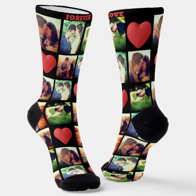 Custom love photo collage custom text   socks (Angled)